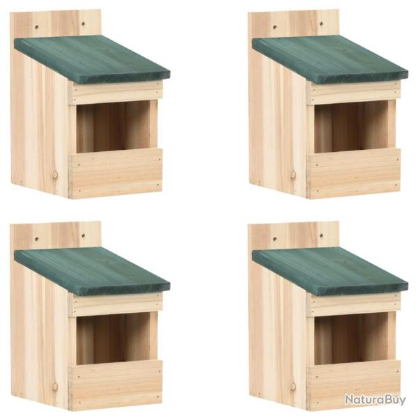 Nichoirs 4 pcs 12x16x20 cm Bois de sapin alsavelo