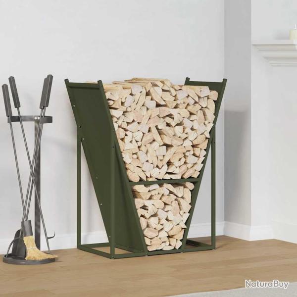Portant de bois chauffage vert olive 69,5x35x81 cm