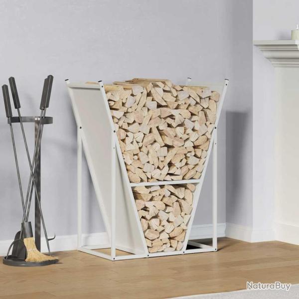 Portant de bois chauffage blanc 69,5x35x81 cm