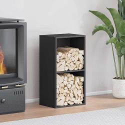 Portant de bois chauffage noir 40x30x75 cm alsavelo