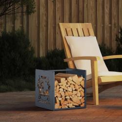 Portant de bois chauffage anthracite 40x40x40 cm alsavelo