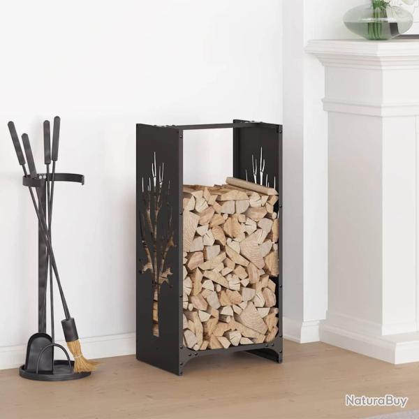 Portant de bois chauffage noir 40x30x80 cm alsavelo