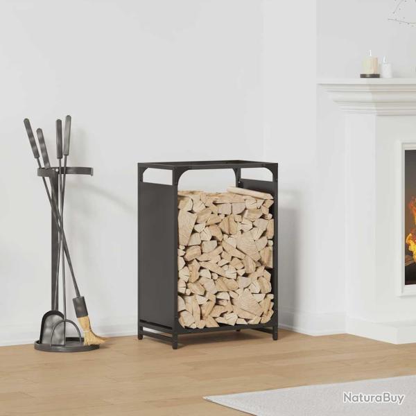 Portant de bois chauffage noir 44x28x65 cm