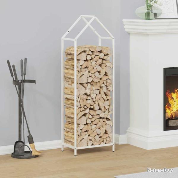 Portant de bois chauffage blanc 40x25x120 cm