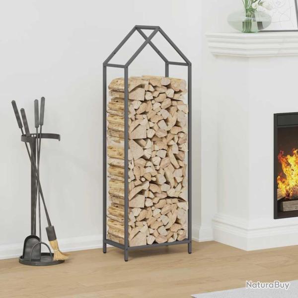Portant de bois chauffage anthracite 40x25x120 cm