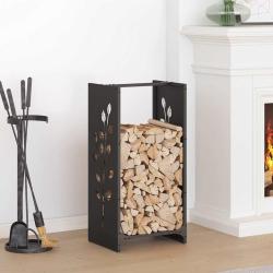Portant de bois chauffage noir 40x30x80 cm alsavelo