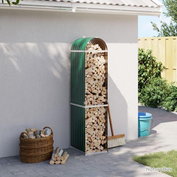 Porte-bches vert 40x45x170 cm acier galvanis alsavelo