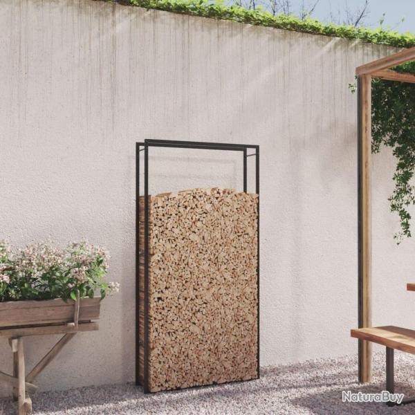 Portant de bois de chauffage Noir mat 110x28x214 cm Acier alsavelo