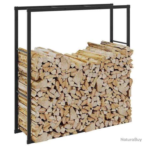 Portant de bois de chauffage noir 110x30x116 cm acier alsavelo