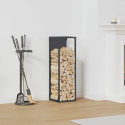 Portant de bois chauffage anthracite 25x25x80 cm alsavelo