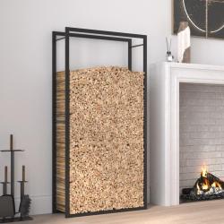 Portant de bois de chauffage Noir mat 80x28x154 cm Acier alsavelo