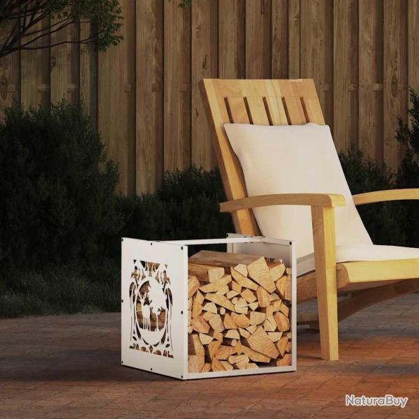Portant de bois chauffage blanc 40x40x40 cm