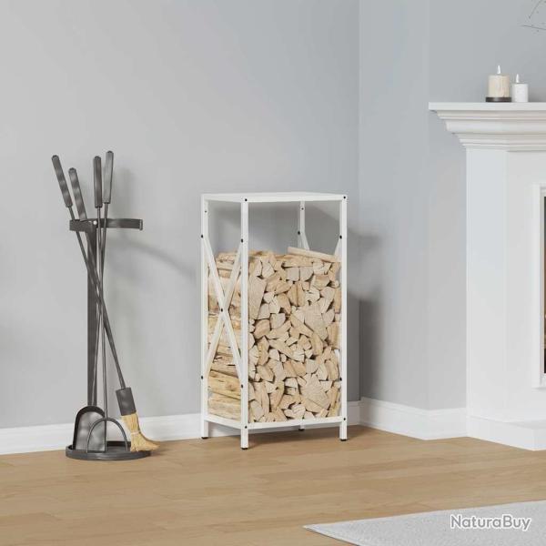 Portant de bois chauffage blanc 34x25x70 cm