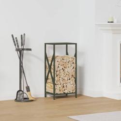 Portant de bois chauffage vert olive 34x25x70 cm