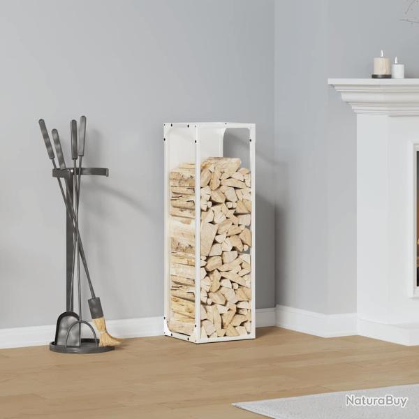 Portant de bois chauffage blanc 25x25x80 cm