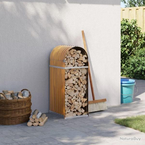 Porte-bches marron clair 40x45x100 cm acier galvanis alsavelo