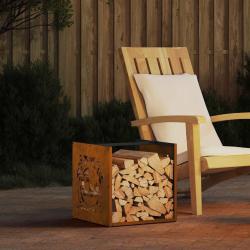 &Eacute;tag&egrave;re &agrave; bois 40x40x40 cm acier r&eacute;sistant aux intemp&eacute;ries alsavelo