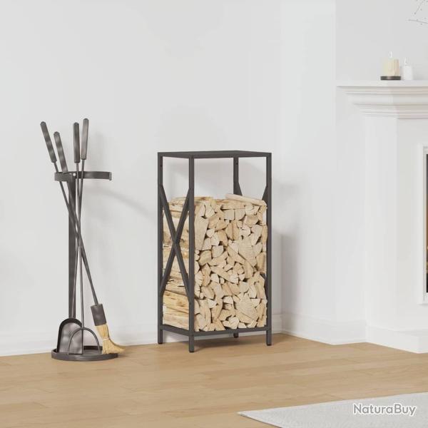 Portant de bois chauffage noir 34x25x70 cm