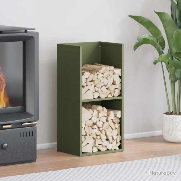 Portant de bois chauffage vert olive 40x30x80 cm alsavelo