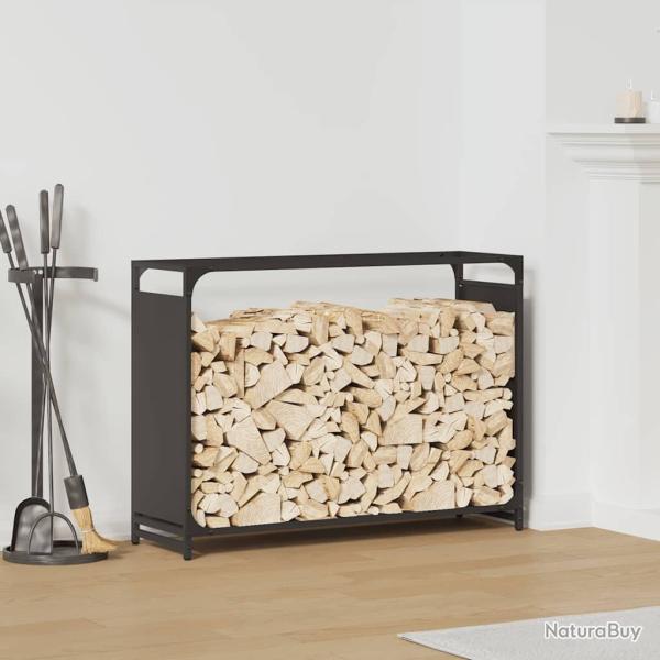 Portant de bois chauffage noir 90x28x65 cm