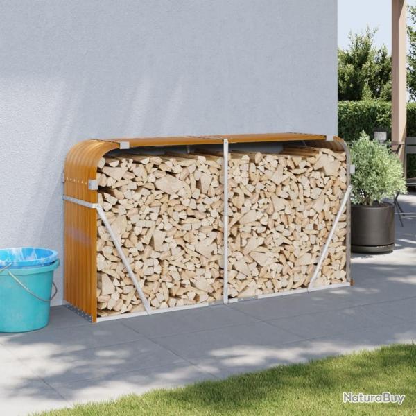 Porte-bches marron clair 180x45x100 cm acier galvanis alsavelo