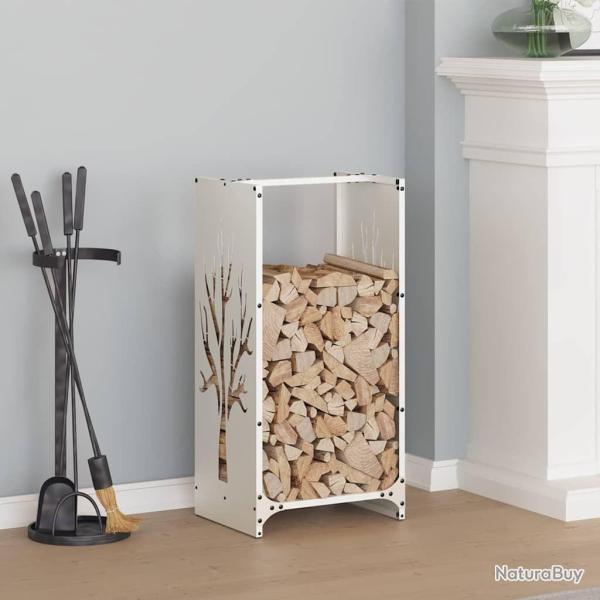 Portant de bois chauffage blanc 40x30x80 cm alsavelo