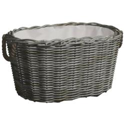 Panier &agrave; bois de chauffage avec poign&eacute;es 59x42x28 cm Gris Saule