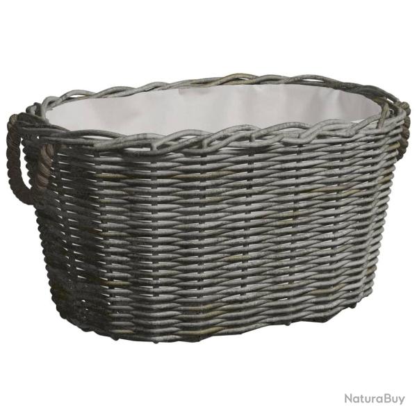 Panier  bois de chauffage avec poignes 59x42x28 cm Gris Saule alsavelo