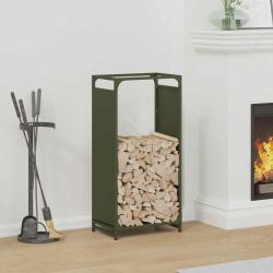 Portant de bois chauffage vert olive 44x28x90 cm