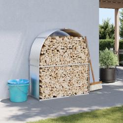 Porte-b&ucirc;ches argent&eacute; 120x45x140 cm acier galvanis&eacute; alsavelo