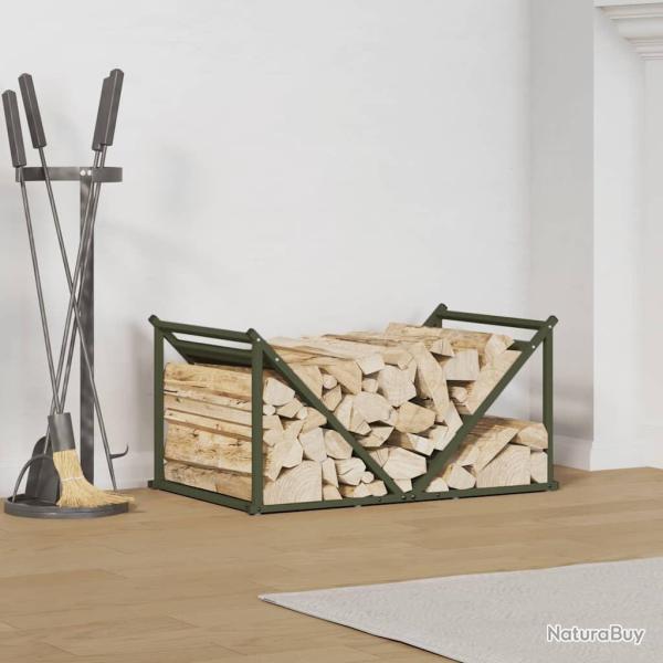 Portant de bois chauffage vert olive 70x43x34,5 cm alsavelo