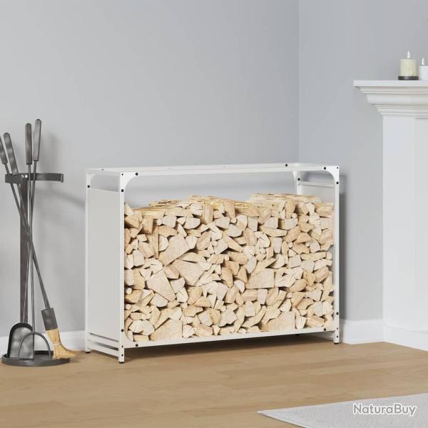 Portant de bois chauffage blanc 90x28x65 cm alsavelo