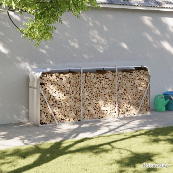 Porte-bches argent 234x45x100 cm acier galvanis alsavelo