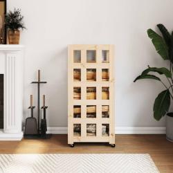 Porte-b&ucirc;ches avec roulettes 40x49x110 cm bois massif de pin