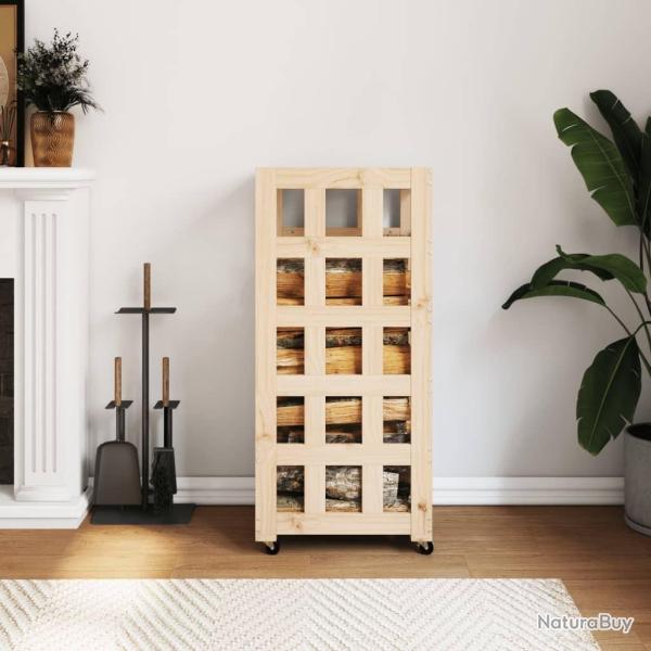 Porte-b�ches avec roulettes 40x49x110 cm bois massif de pin