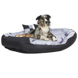 Coussin r&eacute;versible lavable pour chien Gris et noir 150x120x25cm