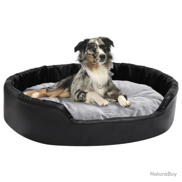 Lit chiens Noir et gris 90x79x20 cm Peluche et similicuir