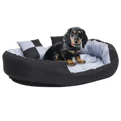 Coussin r&eacute;versible lavable pour chien Gris et noir 110x80x23 cm