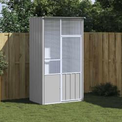 Cage &agrave; oiseaux gris 115x78x200 cm acier galvanis&eacute; alsavelo