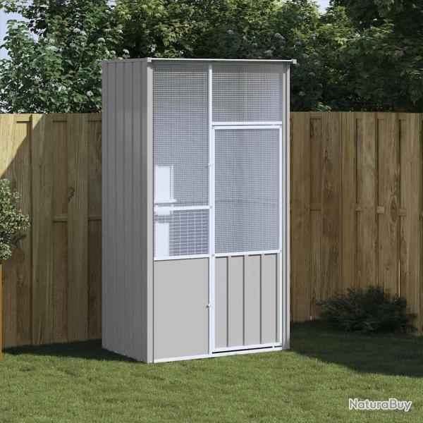 Cage � oiseaux gris 115x78x200 cm acier galvanis� alsavelo