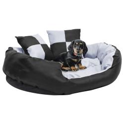 Coussin r&eacute;versible lavable pour chien Gris et noir 85x70x20 cm