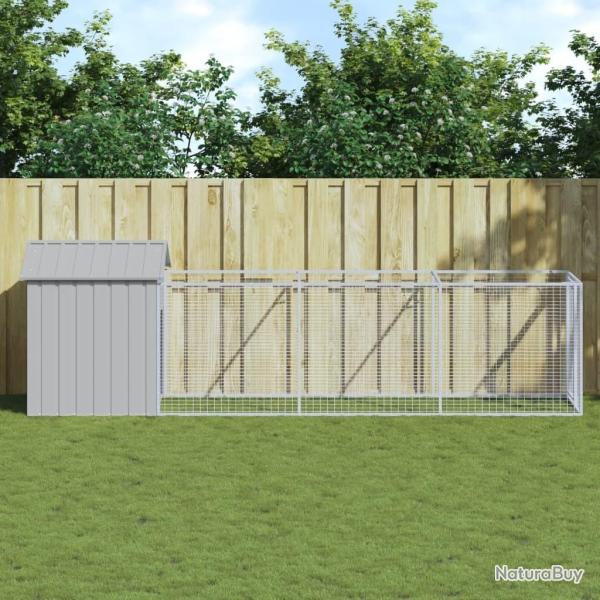 Niche pour chien avec toit gris clair acier galvanis�