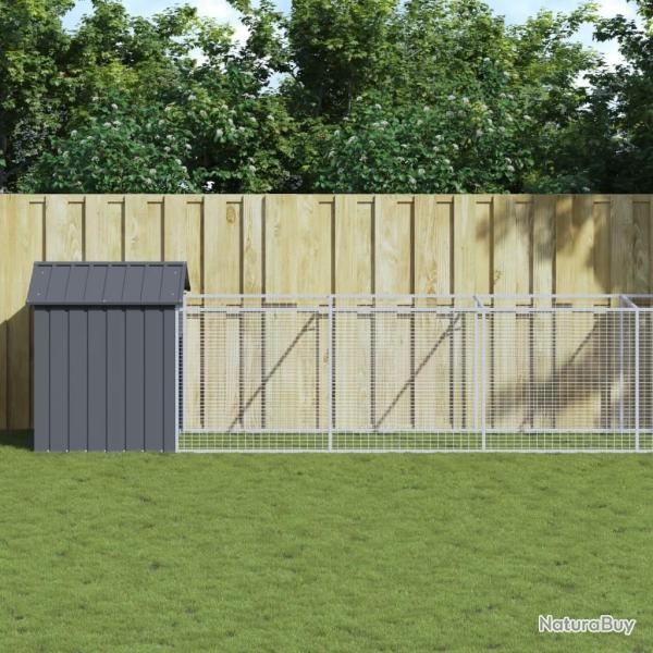 Niche pour chien avec toit anthracite acier galvanis�