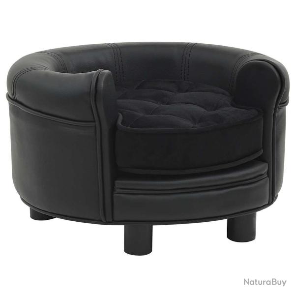 Canap pour chien Noir 48x48x32 cm Peluche et similicuir alsavelo