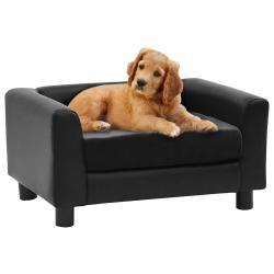 Canap&eacute; pour chien Noir 60x43x30 cm Peluche et similicuir alsavelo