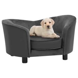 Canap&eacute; pour chien Gris fonc&eacute; 69x49x40 cm Peluche et similicuir