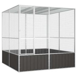 Cage &agrave; oiseaux Anthracite 213,5x217,5x211,5 cm Acier galvanis&eacute;