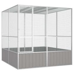 Cage &agrave; oiseaux Gris 213,5x217,5x211,5 cm Acier galvanis&eacute;