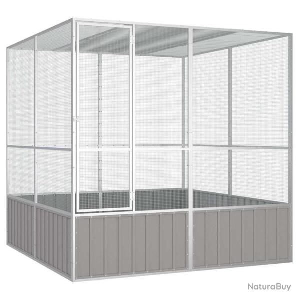 Cage � oiseaux Gris 213,5x217,5x211,5 cm Acier galvanis�