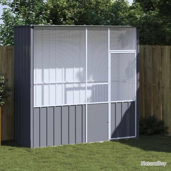 Cage  oiseaux anthracite 215x78x200 cm acier galvanis alsavelo